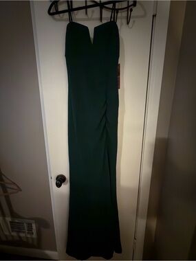 Emerald Sundae Green Thin Strap Evening Gown